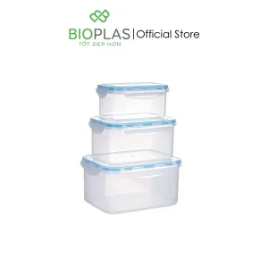 Bộ 3 hộp thực phẩm chữ nhật Biohome 1300-2400-4100ml