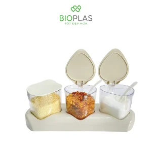 Bộ 3 hộp đựng gia vị có đế Biohome