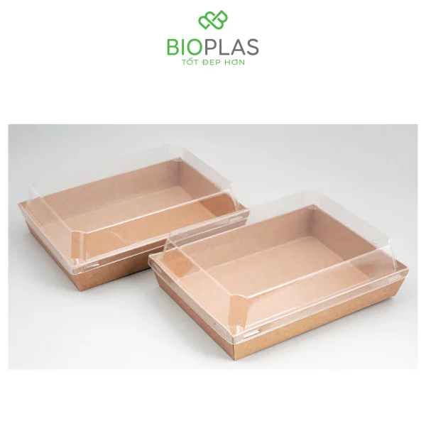 3RHOME-HỘP GIẤY CHỮ NHẬT NÂU 200 x 155 NẮP PET