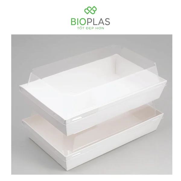 3RHOME-HỘP GIẤY CHỮ NHẬT TRẮNG 200*125 NẮP PET