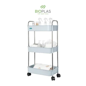 Kệ inox chữ nhật bánh xe Biohome