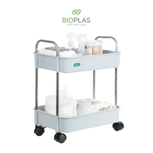 Kệ inox chữ nhật bánh xe Biohome