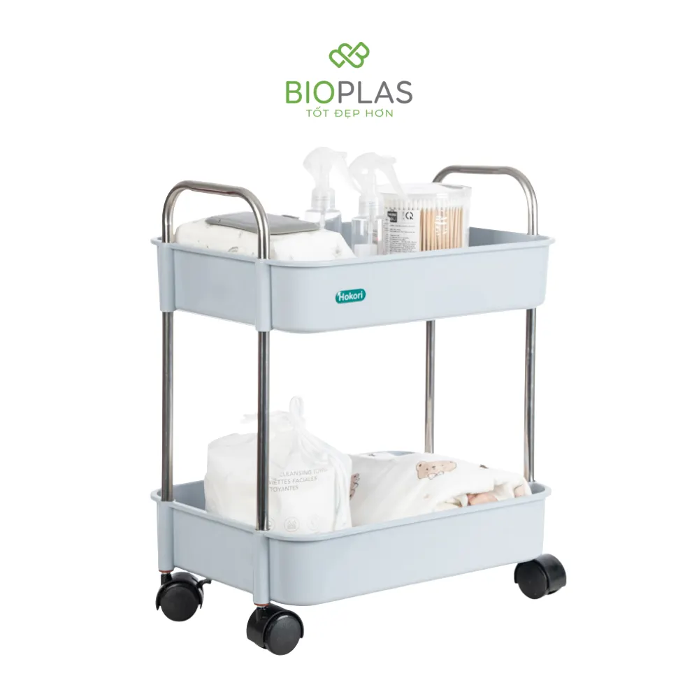 Kệ inox chữ nhật bánh xe Biohome