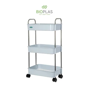Kệ inox chữ nhật bánh xe Biohome