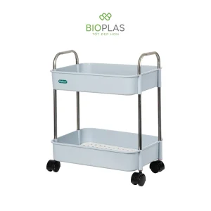 Kệ inox chữ nhật bánh xe Biohome