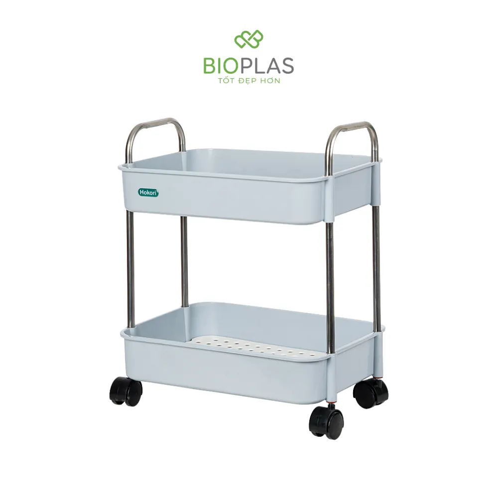 Kệ inox chữ nhật bánh xe Biohome