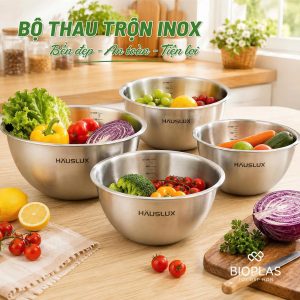 Thau trộn inox có vạch