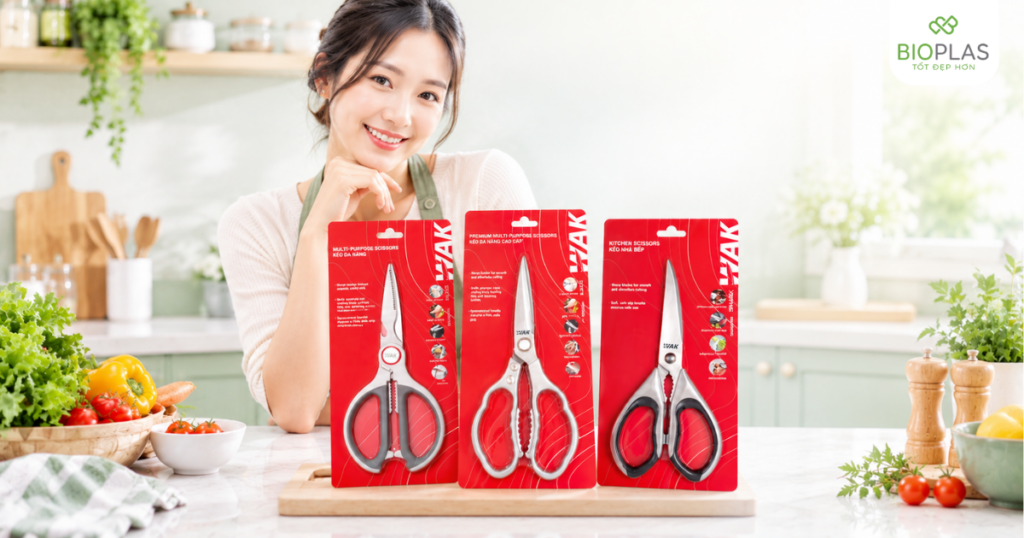 Bộ 3 kéo cắt đa năng của Bioplas là giải pháp tiện nghi cho mọi gian bếp