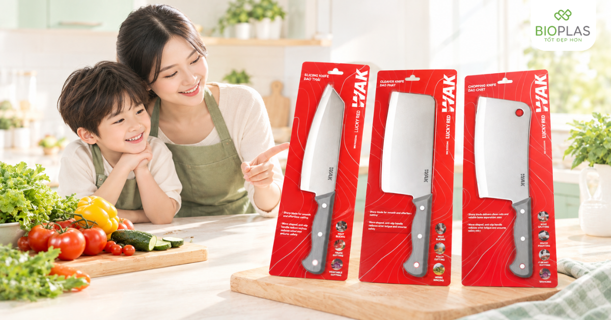 Combo 3 dao thái thịt siêu sắc của Bioplas là giải pháp sơ chế tinh tế toàn diện
