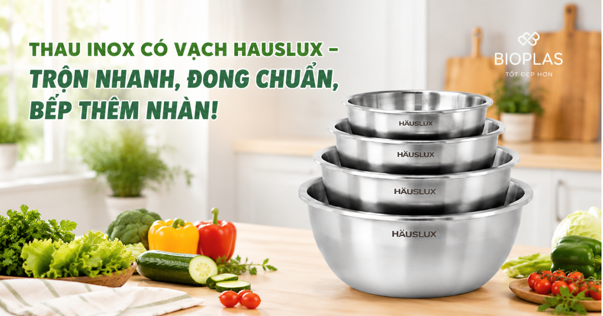 Thau inox có vạch Hauslux 