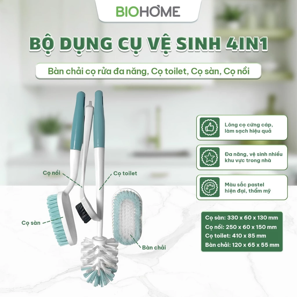 Bộ dụng cụ vệ sinh nhà cửa đa năng 4in1